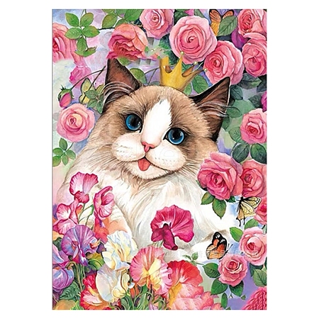 Lovely Cat Flower 5D Diamond Painting Kits for Adults Kids PW-WG60155-07-1