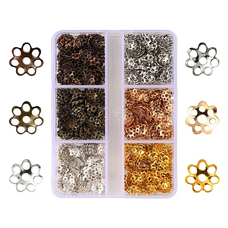 1200Pcs 6 Style Iron Bead Caps IFIN-YW0001-39-1