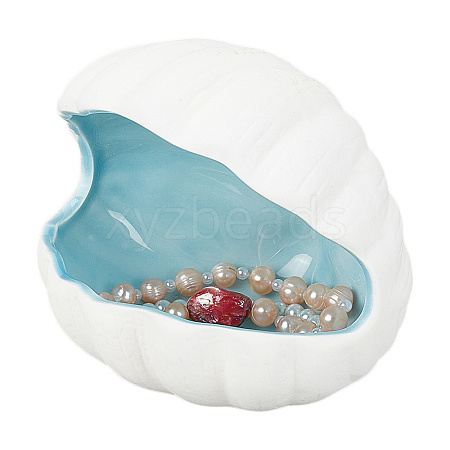 Shell Shape Porcelain Jewelry Plate AJEW-WH0010-77C-1