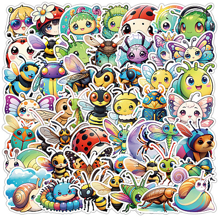 50Pcs Insect Theme Waterproof PVC Self-Adhesive Stickers PW-WGDDCC2-01-1