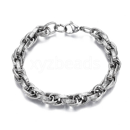 Non-Tarnish 201 Stainless Steel Rope Chain Bracelet for Men Women BJEW-S057-66-1