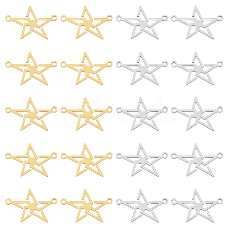 20pcs 2 Colors 201 Stainless Steel Connector Charms STAS-DC0009-25-1