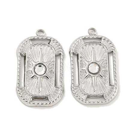 304 Stainless Steel Rhinestone Pendants STAS-P356-40P-1