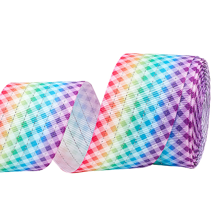 Rainbow Color Polyester Grosgrain Ribbons OCOR-WH0047-21-1