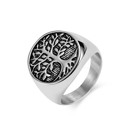 Retro Titanium Steel Tree of Life Finger Ring FIND-PW0020-06A-AS-1