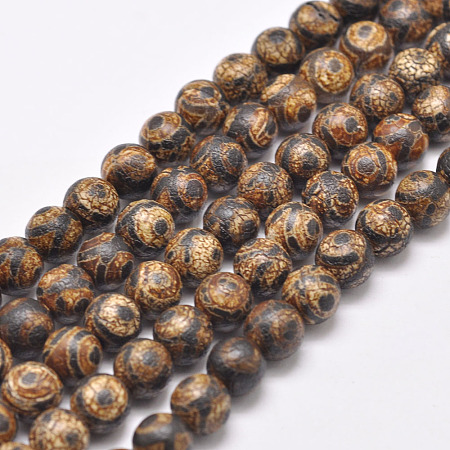 Tibetan Style 3-Eye dZi Beads Strands G-P229-A-03-8mm-1