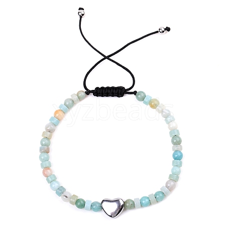 Natural Flower Amazonite Braided Bead Bracelets for Women PW-WGAE96F-10-1