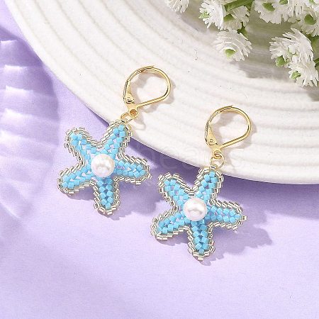 Brass Seed Glass Beads Leverback Earrings EJEW-MZ00759-02-1