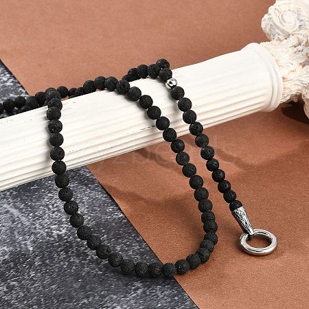 Natural Lava Rock Round Beaded Y Necklaces NJEW-F331-02P-02-1