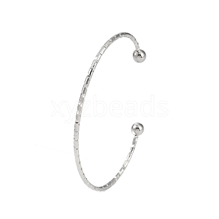 Non-Tarnish 304 Stainless Steel Textured Open Cuff Bangles for Women BJEW-S155-03P-1