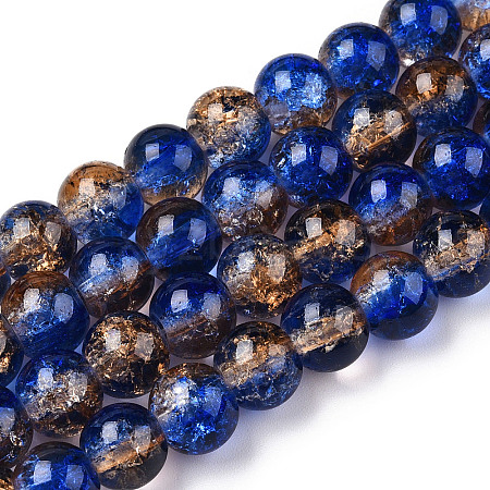 Two-Tone Crackle Baking Painted Transparent Glass Beads Strands X-CCG-T004-8mm-05-1