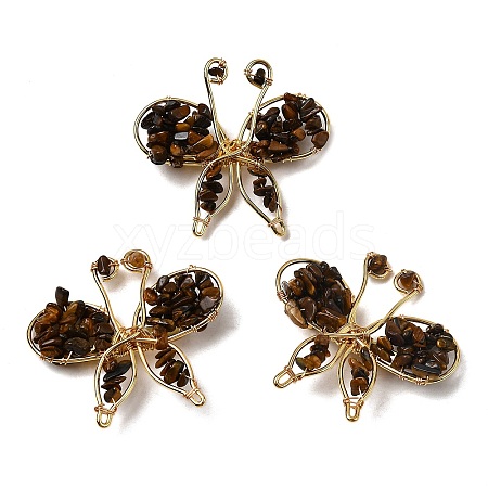Butterfly Natural Tiger Eye Brooch G-A278-02G-02-1