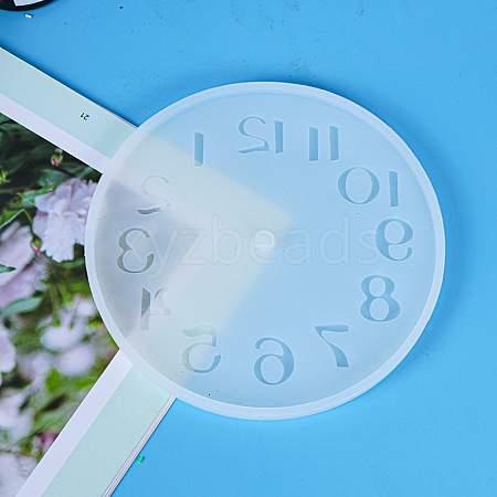 Flat Round with Arabic Numerals Clock Wall Decoration Silicone Molds X-SIMO-PW0001-425A-01-1