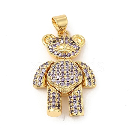 Brass Micro Pave Cubic Zirconia Pendants KK-E077-01G-02-1