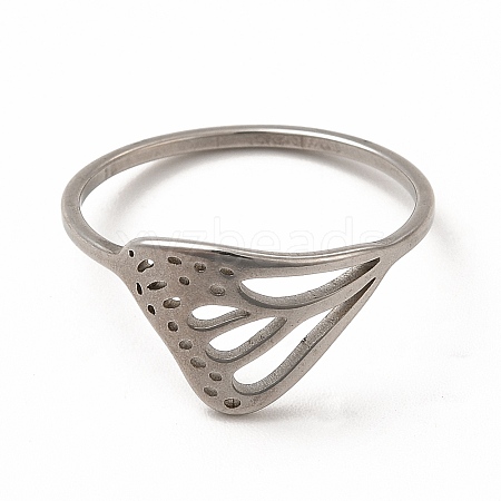 Non-Tarnish 304 Stainless Steel Hollow Out Butterfly Wing Finger Ring for Women RJEW-K239-13P-1