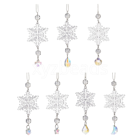 Snowflake Acrylic Hanging Ornaments HJEW-JM02309-1