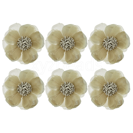 6Pcs Flower Cloth Brooches for Backpack Clothes Wedding Party JEWB-FH0002-38B-1