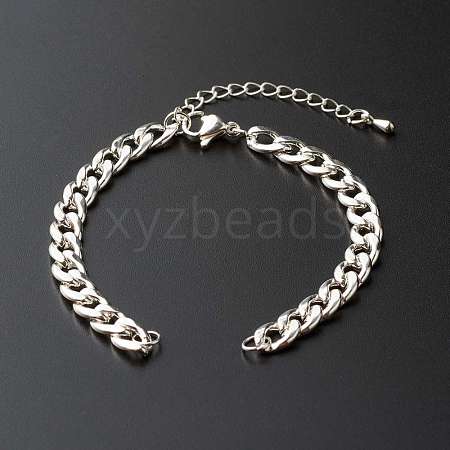 304 Stainless Steel Cuban Link Chain Bracelet AJEW-JB01014-1