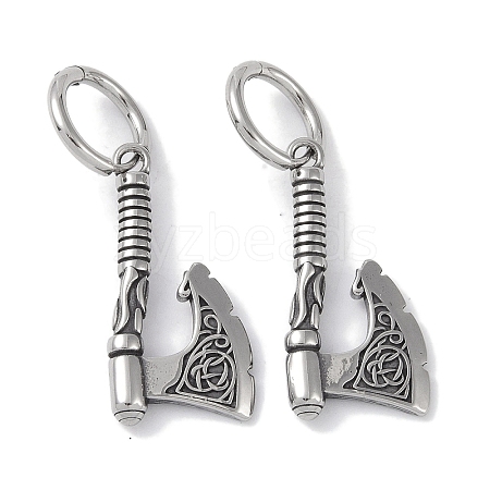 316 Surgical Stainless Steel Axe Hoop Earrings for Women EJEW-P274-16B-AS-1