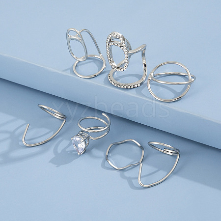 7Pcs Alloy AFingernail Rings RJEW-D114-01P-1