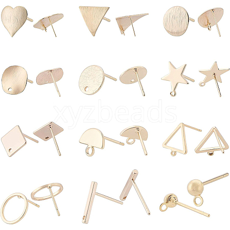 Brass Stud Earring Findings KK-BC0005-44G-1