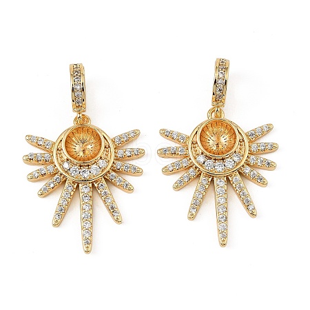 Brass Micro Pave Cubic Zirconia Peg Bails Charms KK-D106-14G-1