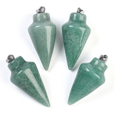 Natural Green Aventurine Gemstone Pointed Pendants G-K384-01P-01-1