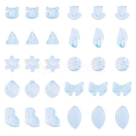 64Pcs Gradient Color Transparent Glass Beads GLAA-TA0003-48B-1