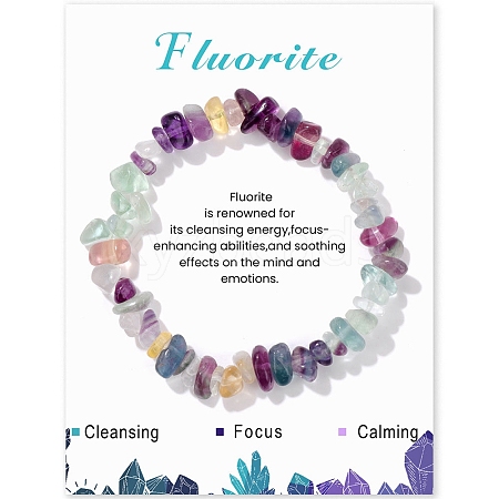 Natural Fluorite Chips Beaded Stretch Bracelets PW-WG309C1-13-1