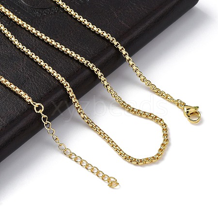 Rack Plating Brass Box Chain Necklaces for Women NJEW-A035-05G-02-1