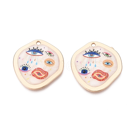 Printed Alloy Enamel Pendants ENAM-N071-11G-02-1
