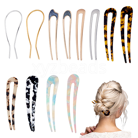 12Pcs 12 Style French Hair Forks OHAR-GA0001-10-1
