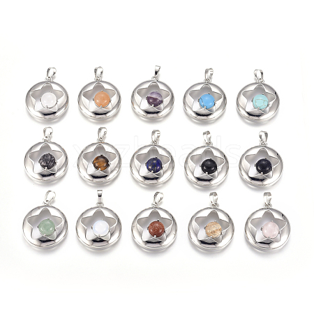Natural & Synthetic Mixed Gemstone Pendants G-L512-S-1