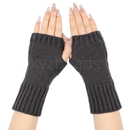 Acrylic Fiber Knitted Mittens Fingerless Gloves PW-WG36FCF-03-1