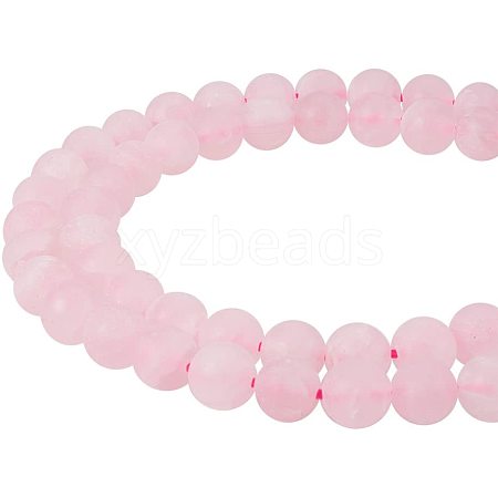 Frosted Natural Rose Quartz Bead Strands G-PH0028-8mm-17-1