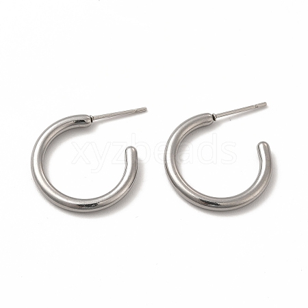 Non-Tarnish 304 Stainless Steel Ring Stud Earrings EJEW-C004-12A-P-1