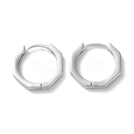 999 Sterling Silver Polygon Hoop Earrings EJEW-P296-30P-1