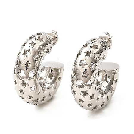 Hollow Star Brass Stud Earrings EJEW-K245-38P-01-1