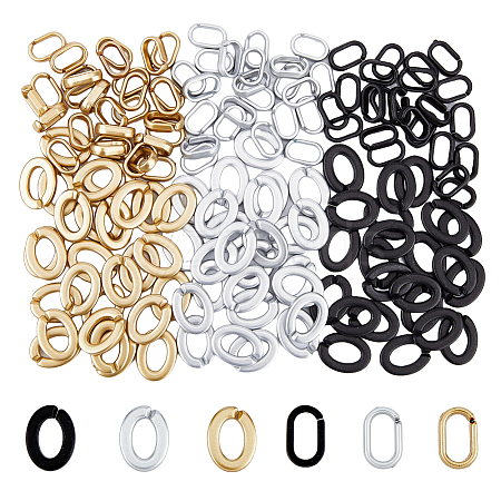 SUPERFINDINGS 240Pcs 6 Style Opaque Spray Painted Acrylic Linking Rings OACR-FH0001-037-1