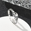 Sterling Silver Open Cuff Rings for Women RJEW-R008-01AS-04-1