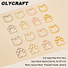 Olycraft 32Pcs 8 Styles Cat Head Paw Print Alloy Open Back Bezel Charms PALLOY-OC0002-99-4