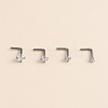 316 Surgical Stainless Steel Crystal Rhinetone Flat Round L-Shaped Nose Rings WGCD50A-02-4