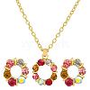 Ring Alloy Rhinestone Pendant Necklace & Stud Earrings Sets WG4EA96-02-2