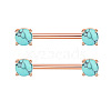 304 Stainless Steel Pave Synthetic Turquoise Half Round Nipple Barbells WGD80F3-05-1