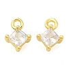 Rhombus Rack Plating Brass with Cubic Zirconia Pendants Charms KK-S396-24-1