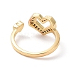 Colorful Cubic Zirconia Heart Open Ring RJEW-P032-32G-3