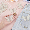 10Pcs Butterfly Rhinestone with Plastic Pearl Cloth Patches PATC-PH0001-20-2