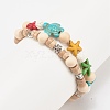 2Pcs 2 Style Starfish & Tortoise & Flower Beaded Stretch Bracelets Set BJEW-JB08027-6