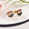 Brass Enamel Stud Earrings EJEW-B119-01G-01-2