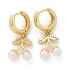 Cherry Brass Micro Pave Clear Cubic Zirconia & ABS Imitation Pearl Hoop Earrings EJEW-M077-01G-2